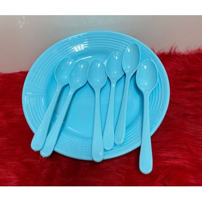 24 Pièces assiettes et cuillères  Plastique Réutilisables et Incassables pour Fêtes et Événements