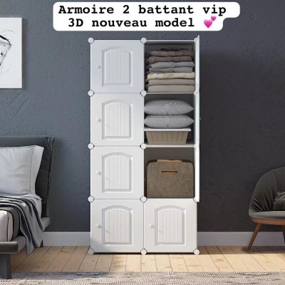 Armoire de rangement pour vêtements 2 battants