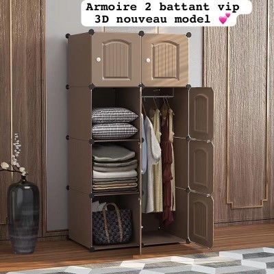 Armoire de rangement pour vêtements 2 battants