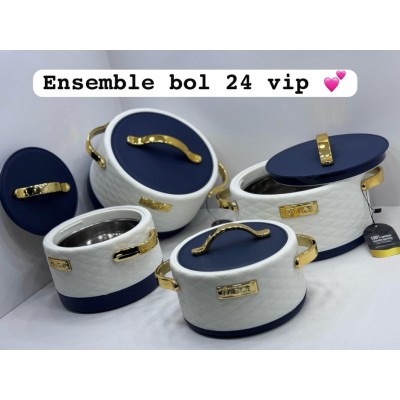 Ensemble de bols de 4 pièces avec conservation thermique intérieur en inox Ensemble de bols de 4 pièces avec conservation thermique intérieur en inox