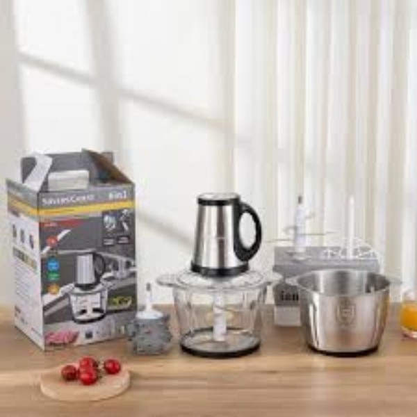 Hachoir 6 en 1  a 2 pots en inox & incassables batteur, éplucheur d’aile