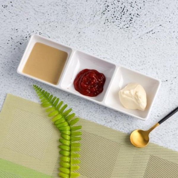 Bols à sauce, petits bols à tremper, plats à condiments, 3 compartiments