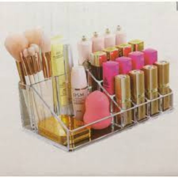 Organisateur de maquillage acrylique transparent avec compartiments multiples