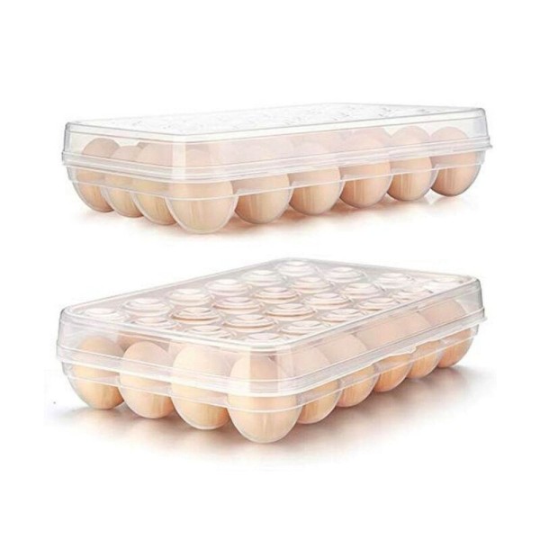 Boîte en plastique transparent pour 24 œufs, pratique et empilable