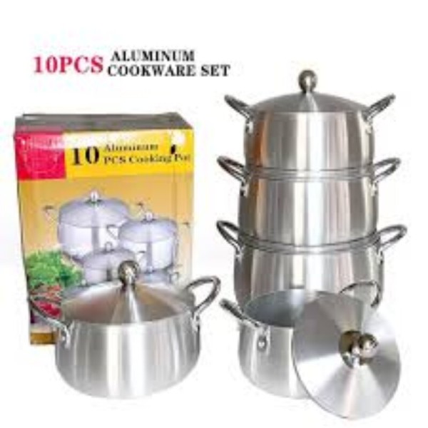 Ensemble de 5 Casseroles en Aluminium avec Couvercles Bombés et Finition Mate