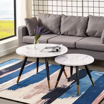2 Tables Basses Rondes  - Design Moderne et Élégant