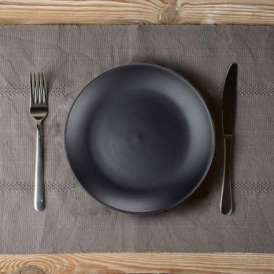 Lot de 6 assiettes plates rondes – 27 cm – Finition noire mate Lot de 6 assiettes plates rondes – 27 cm – Finition noire mate