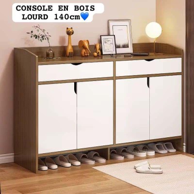 Armoire à Chaussures Moderne Bois Noir et Blanc – Tiroirs et Compartiments
