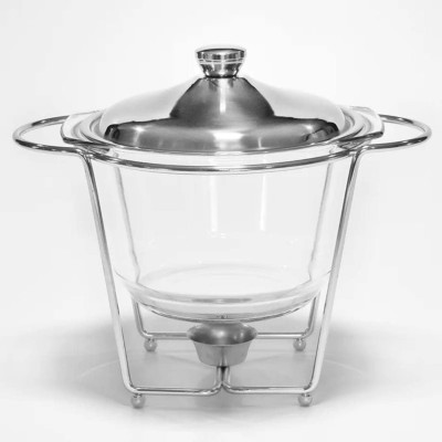 Soupière en Verre avec Réchaud Inox – 4 Litres – Maintien au Chaud Optimal