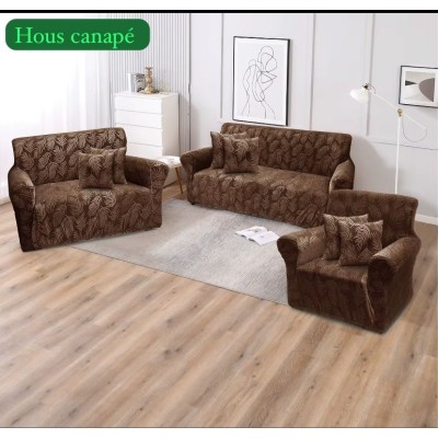 Ensemble de Housses de Canapé à Motif Feuilles – 3 Places, 2 Places et Fauteuil