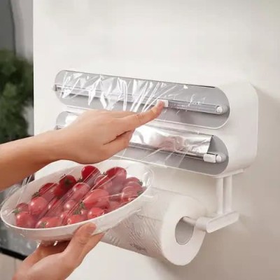 Distributeur mural 3-en-1 pour cuisine – Film alimentaire, Aluminium & Essuie-tout Distributeur mural 3-en-1 pour cuisine – Film alimentaire, Aluminium & Essuie-tout