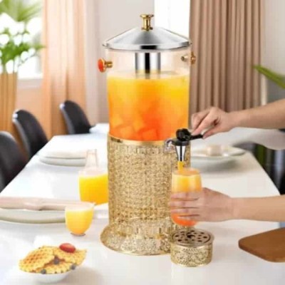 Distributeur Fontaine  de Jus de Luxe 8L Doré – Boissons Froides avec Noyau à Glace  pour Hôtel, Fêtes, Buffet