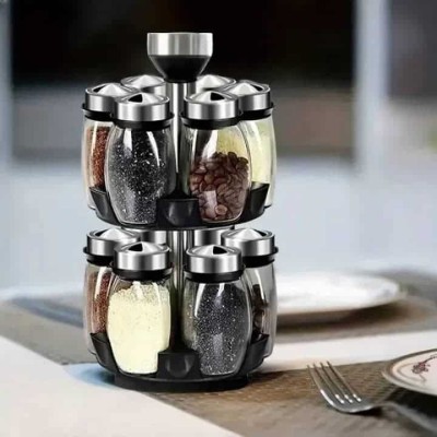 Support Rotatif à Épices avec 12 Pots en Verre – Range-épices Design pour Cuisine Moderne