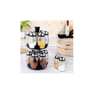 Support Rotatif à Épices avec 12 Pots en Verre – Range-épices Design pour Cuisine Moderne