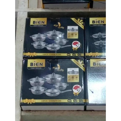 Batterie de Cuisine Antiadhésive 5 Marmites avec Couvercles en Verre – Inox – + Gant de Cuisine Offert