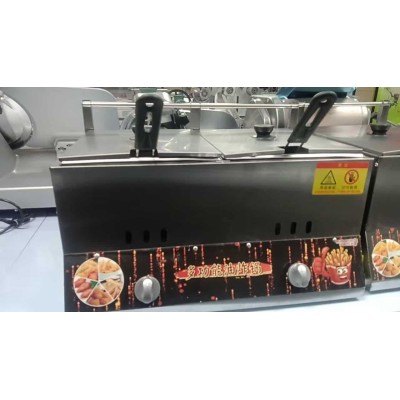 Friteuse à Gaz Double Cylindre 12L Professionnelle – Acier Inoxydable, Paniers & Température Réglable