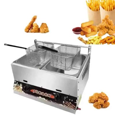 Friteuse à Gaz Double Cylindre 12L Professionnelle – Acier Inoxydable, Paniers & Température Réglable