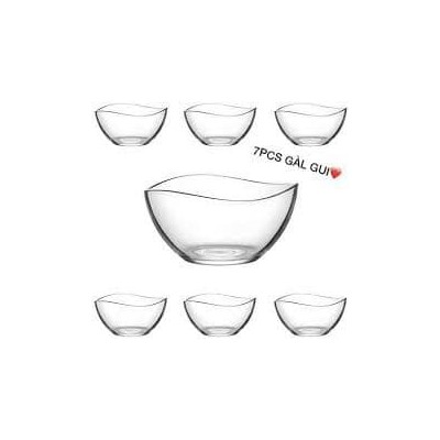 Lot de 7 bols en verre – 6 bols + 1 grand saladier pour cuisine