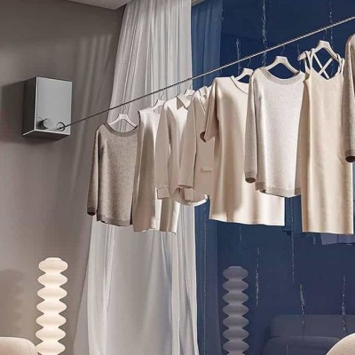 Corde à linge rétractable 4,2 m en acier inoxydable – fixation murale, grande capacité 20 kg