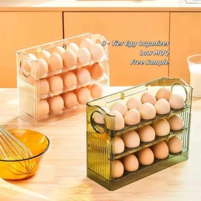 Support à œufs 30 pièces – Boîte de rangement rotative 3 couches transparente pour réfrigérateur et cuisine