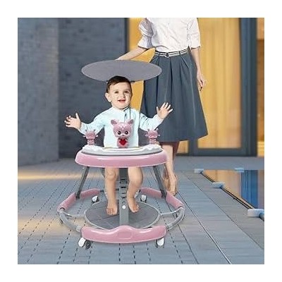 Trotteur Bébé Pliable avec Parasol, Lumière et Musique – Réglable en Hauteur dès 6 Mois