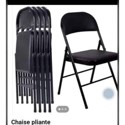 Chaise Pliante Noir Design – Cuir Artificiel, Métal Solide et Rangement Facile