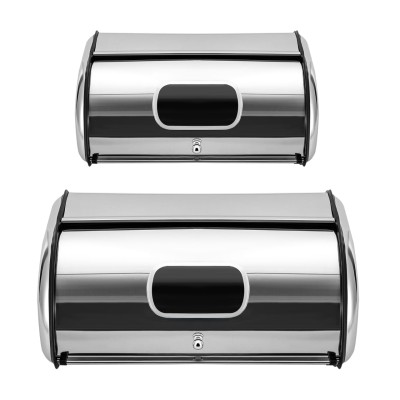 Ensemble de 2 boîtes à pain en acier inoxydable – Grande capacité et design moderne