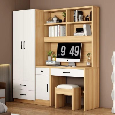 Bureau combiné avec armoire et bibliothèque – Meuble multifonction 3 en 1 en MDF