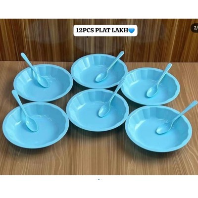 24 Pièces assiettes et cuillères  Plastique Réutilisables et Incassables pour Fêtes et Événements