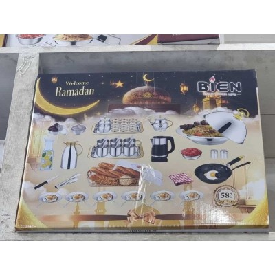 Ramadan 58 Pièces – Vaisselle et Ustensiles de Cuisine en Acier Inoxydable