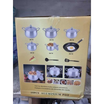 Batterie de Cuisine 15 Pièces en Aluminium – Casseroles et Poêle