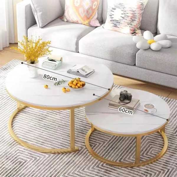 Tables gigognes Ensemble de 2 Table Basse Ronde salon