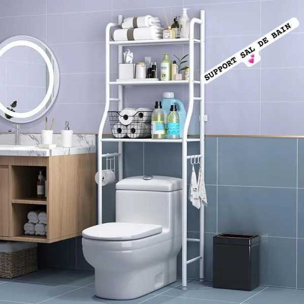 Étagère sur pied multicouche pour stockage pour toilettes, machine à laver