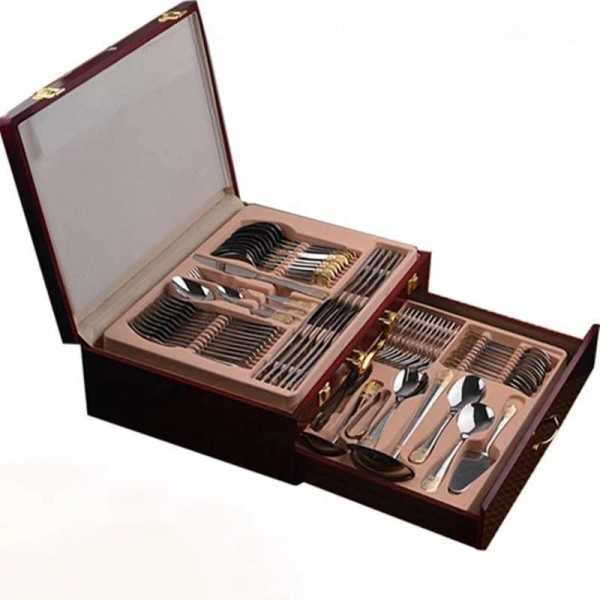 84 pcs Ensemble mallette couverts en acier inoxydable