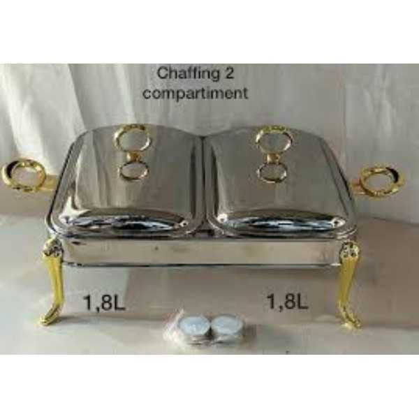 Chafing dish présentation d'aliments 2 compartiments