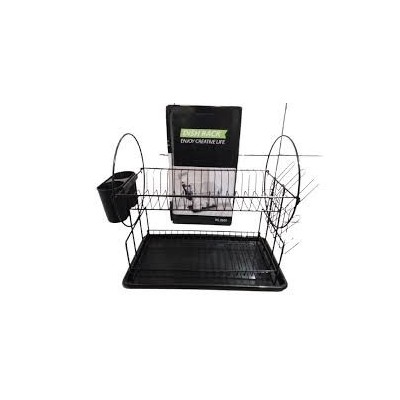 égouttoir à vaisselle avec porte-ustensiles, porte-verre, noir