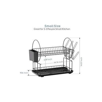 égouttoir à vaisselle avec porte-ustensiles, porte-verre, noir