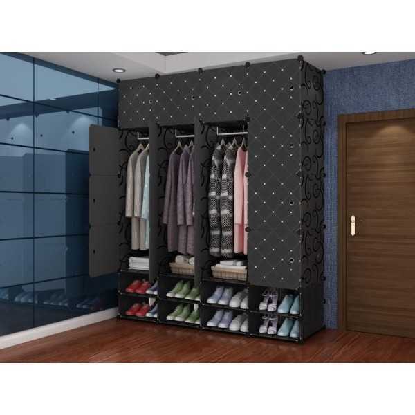 Armoire De Rangement Moderne 4 battants avec étagère chaussures