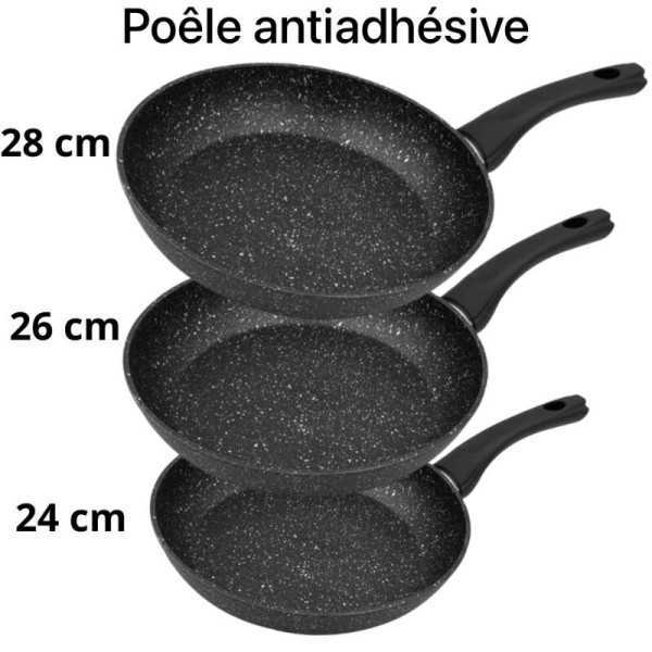 Lot 3 poêles antiadhésives performantes